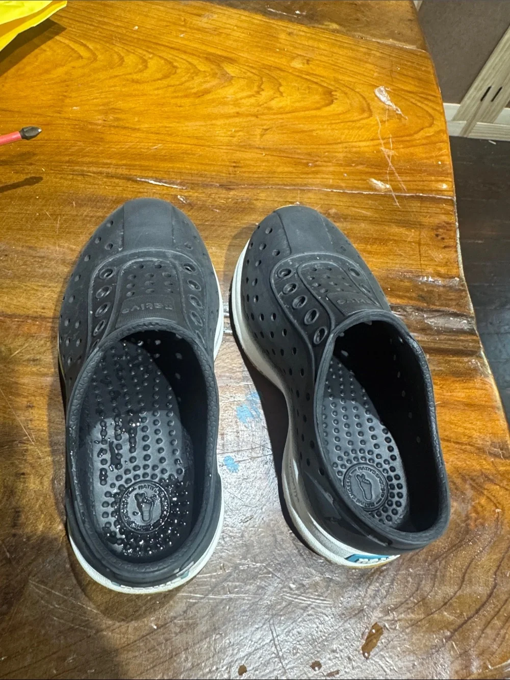 Native Black Slip-On Loafers with White Midsole toddler 8